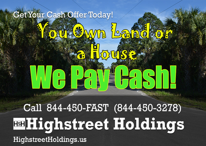 front We pay cash for land